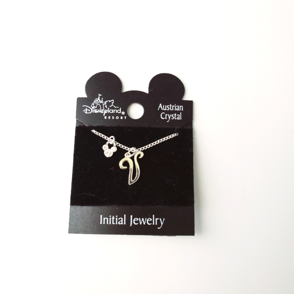 Disneyland Resort Initial Jewelry in Silver w/ Mickey Charm Necklace